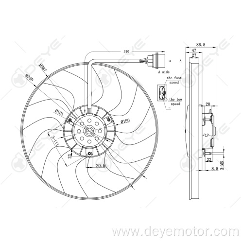 Auto radiator fan for VW POLO DERBY SKODA